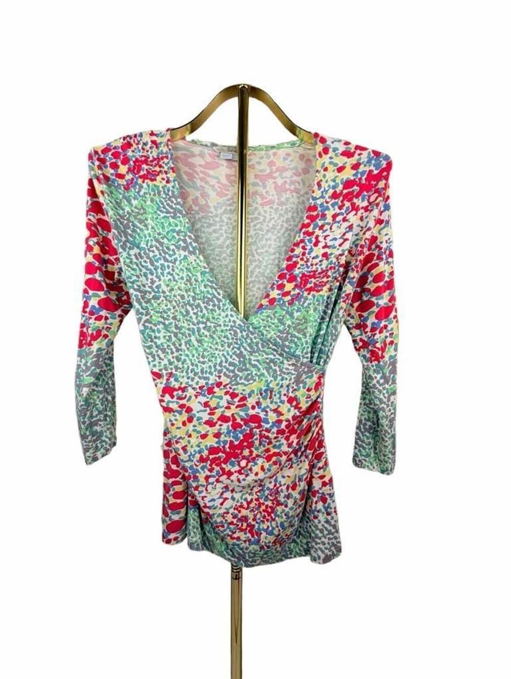 Boden V-Neck Wrap Blouse Size US 4 Multi Color Leopard Print